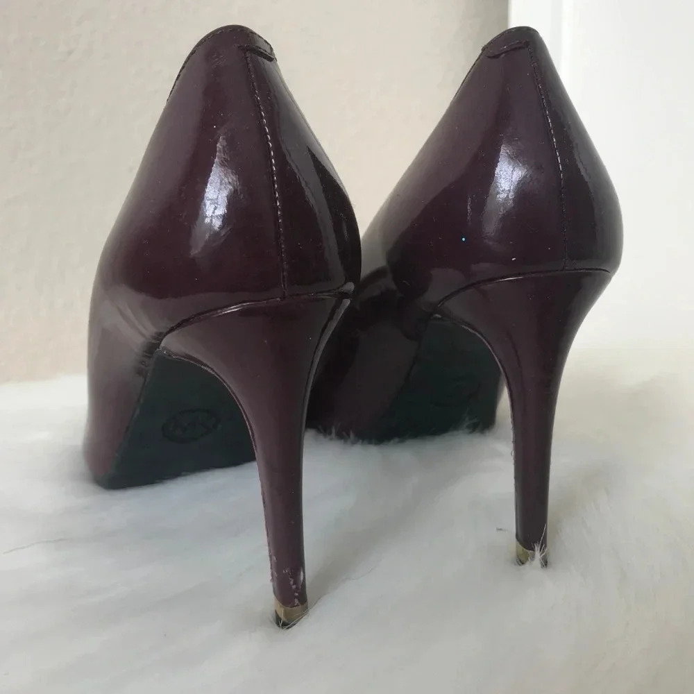Michael Kors Burgundy Purple Leather Patent Heels - Picture 3 of 4